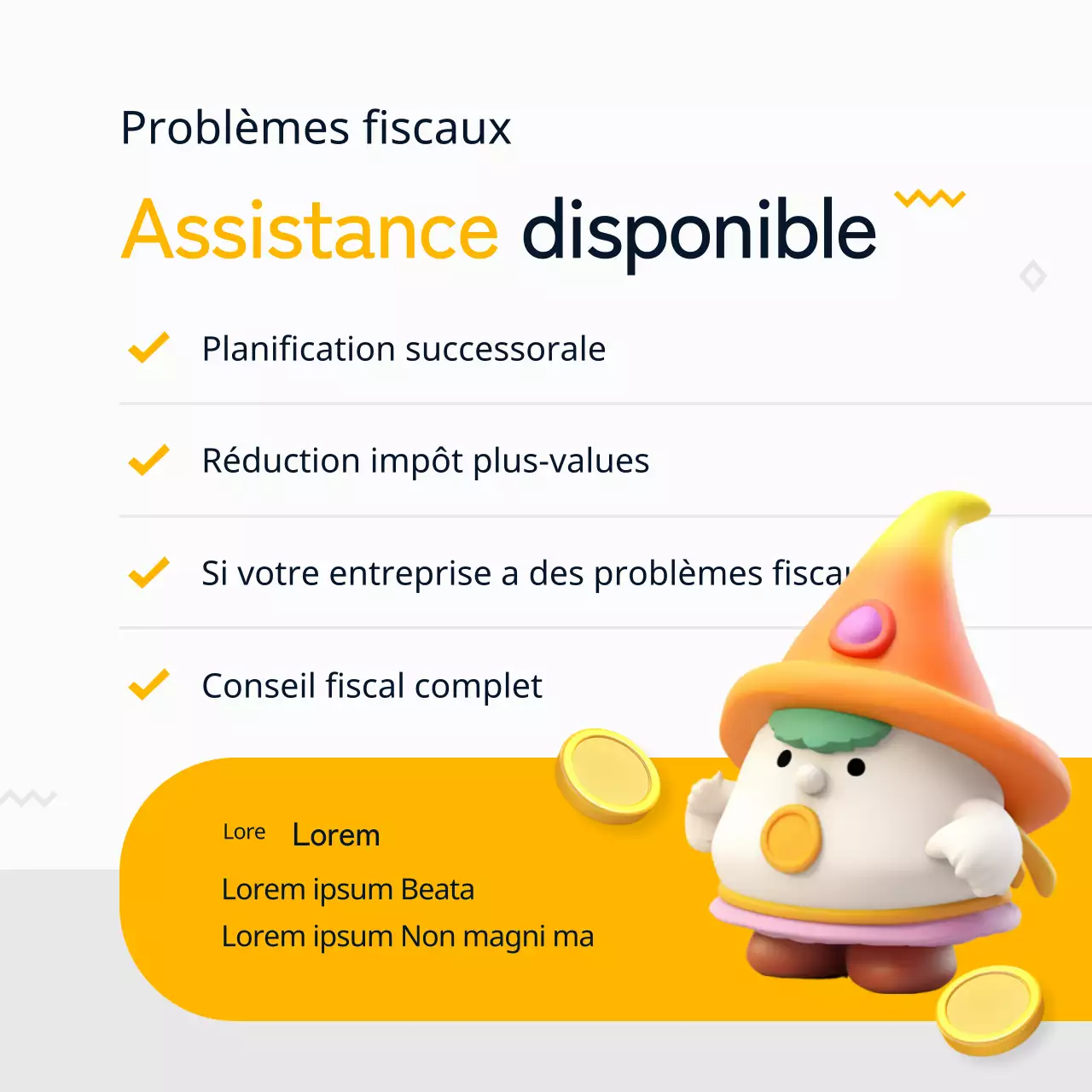 Promouvoir un cabinet fiscal et comptable moderne en jaune et noir