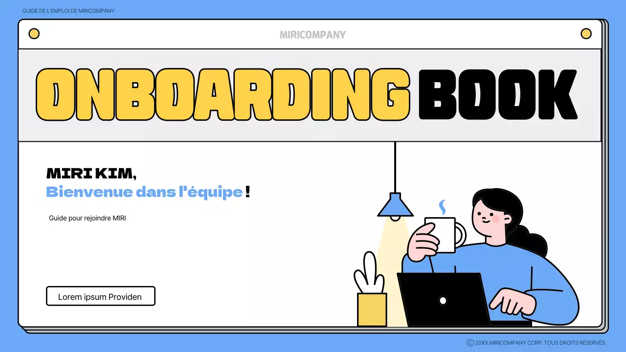 Matériel de formation pour le livre d'accueil bleu et jaune