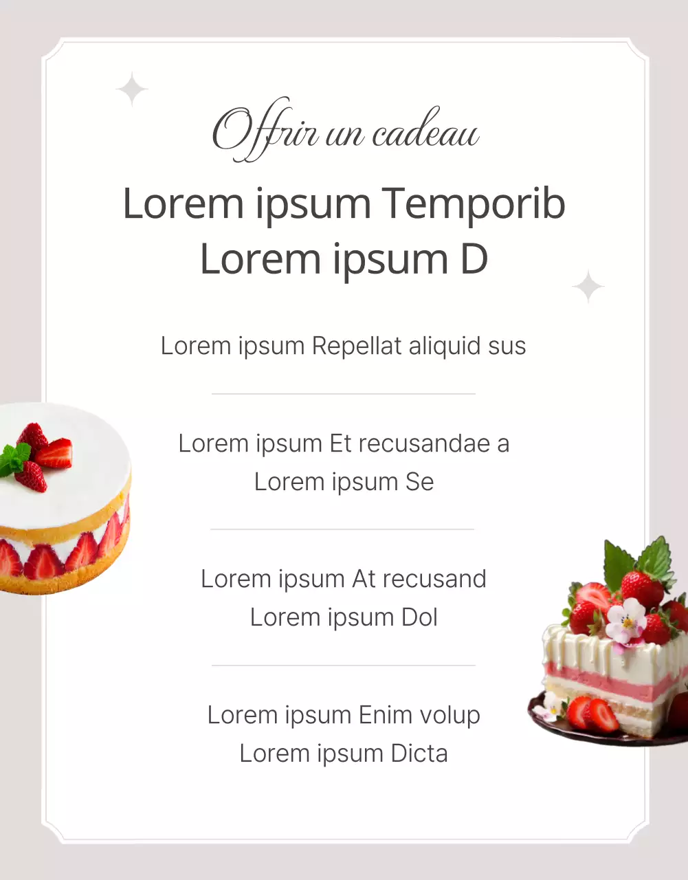 Promouvoir un gâteau de boulangerie classique en beige