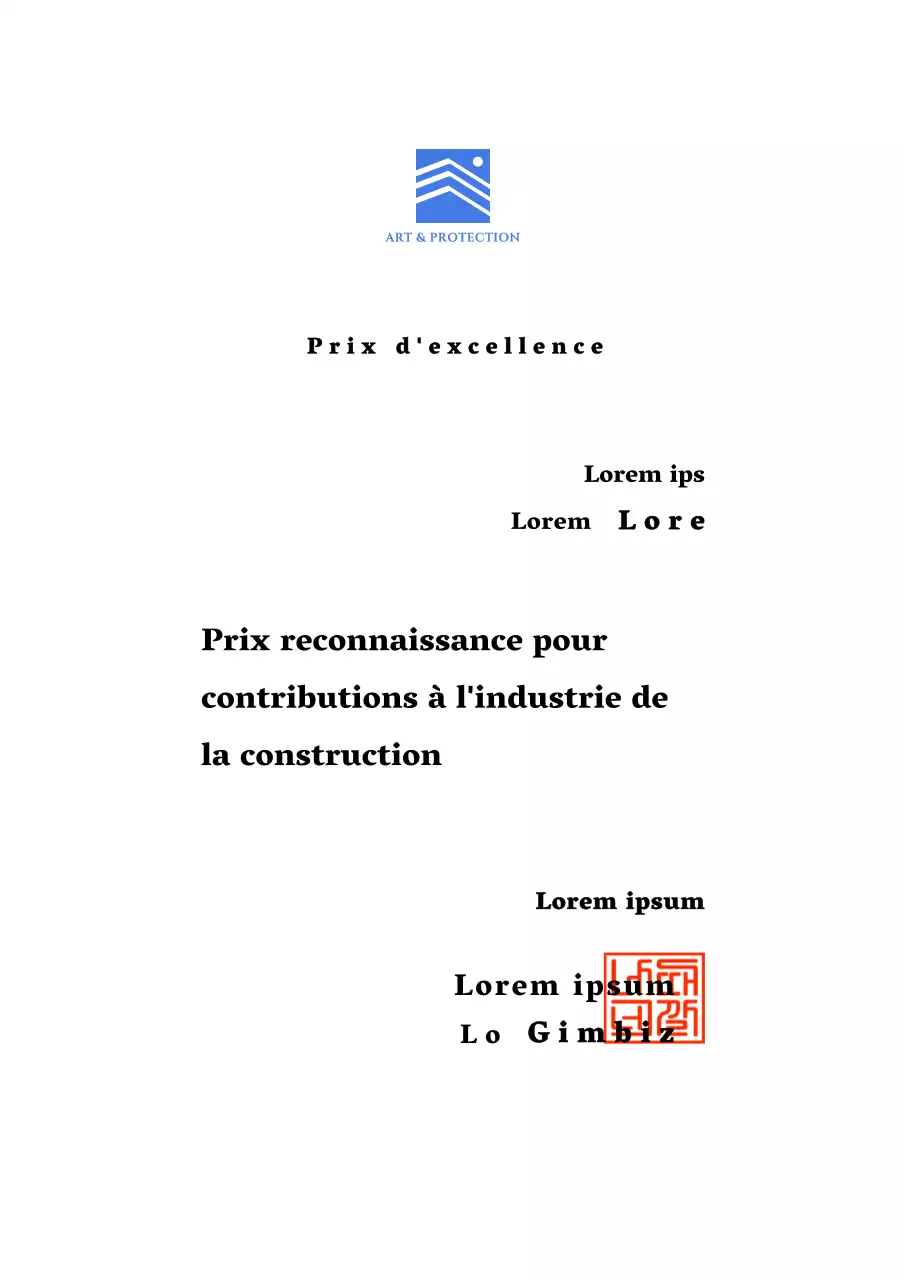 Conception du prix d'excellence