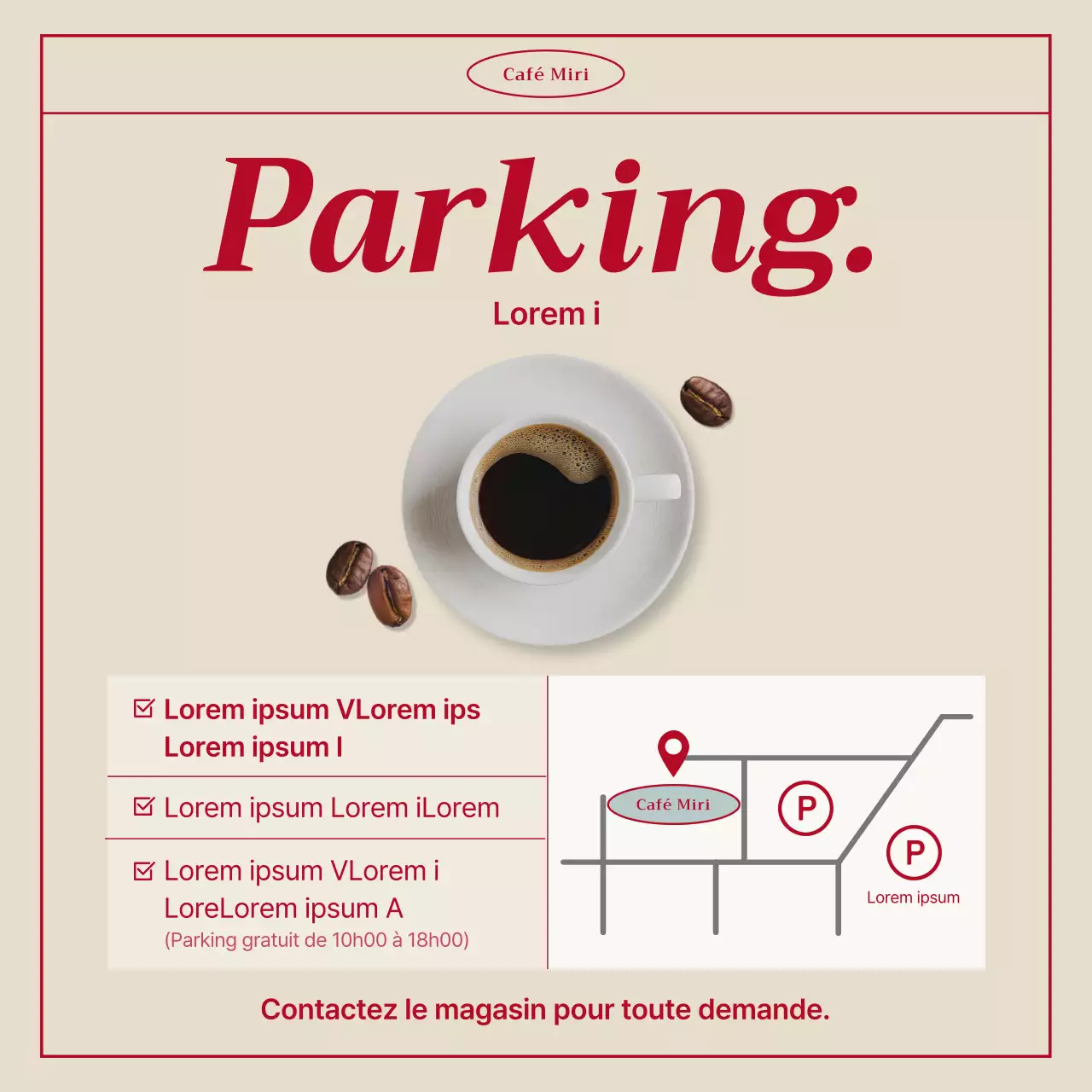 Annonce de café vintage en menthe et rouge