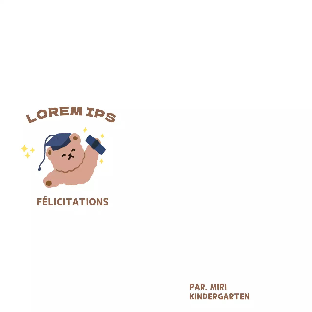 Un joli gribouillis de fin d'études avec l'empreinte de la main d'un ours en peluche