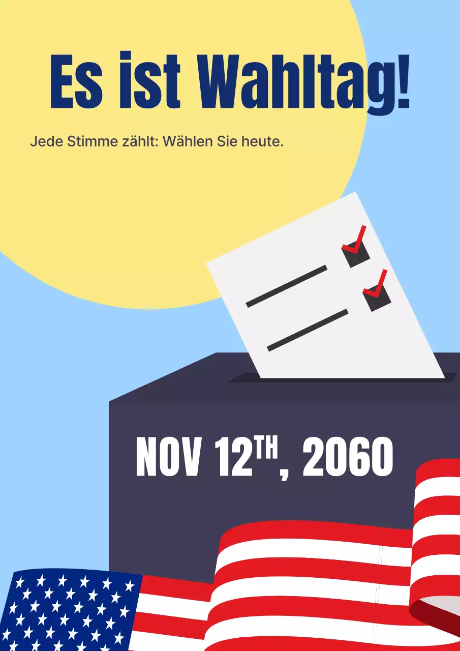 Himmelblaue und rote einfache Wahltagsanzeige