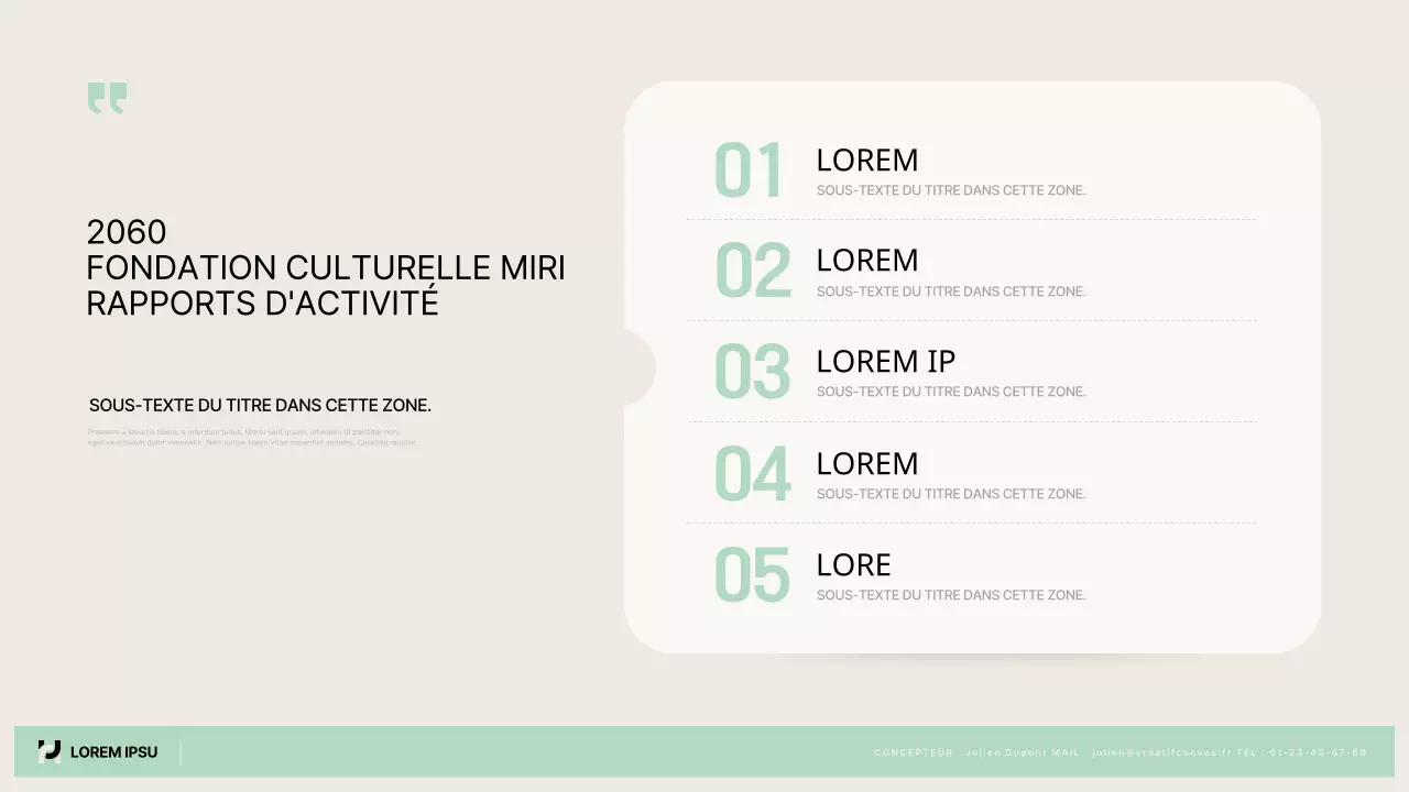 Un simple rapport d'activité publique en chartreuse et beige