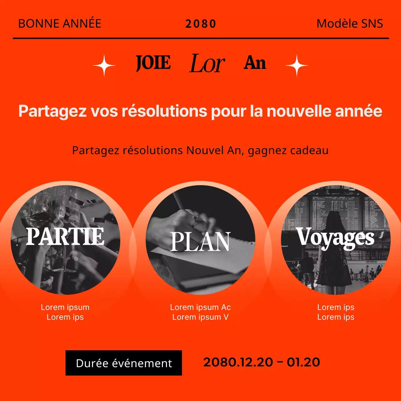 Promouvoir un modèle de marketing pour le Nouvel An en orange et menthe
