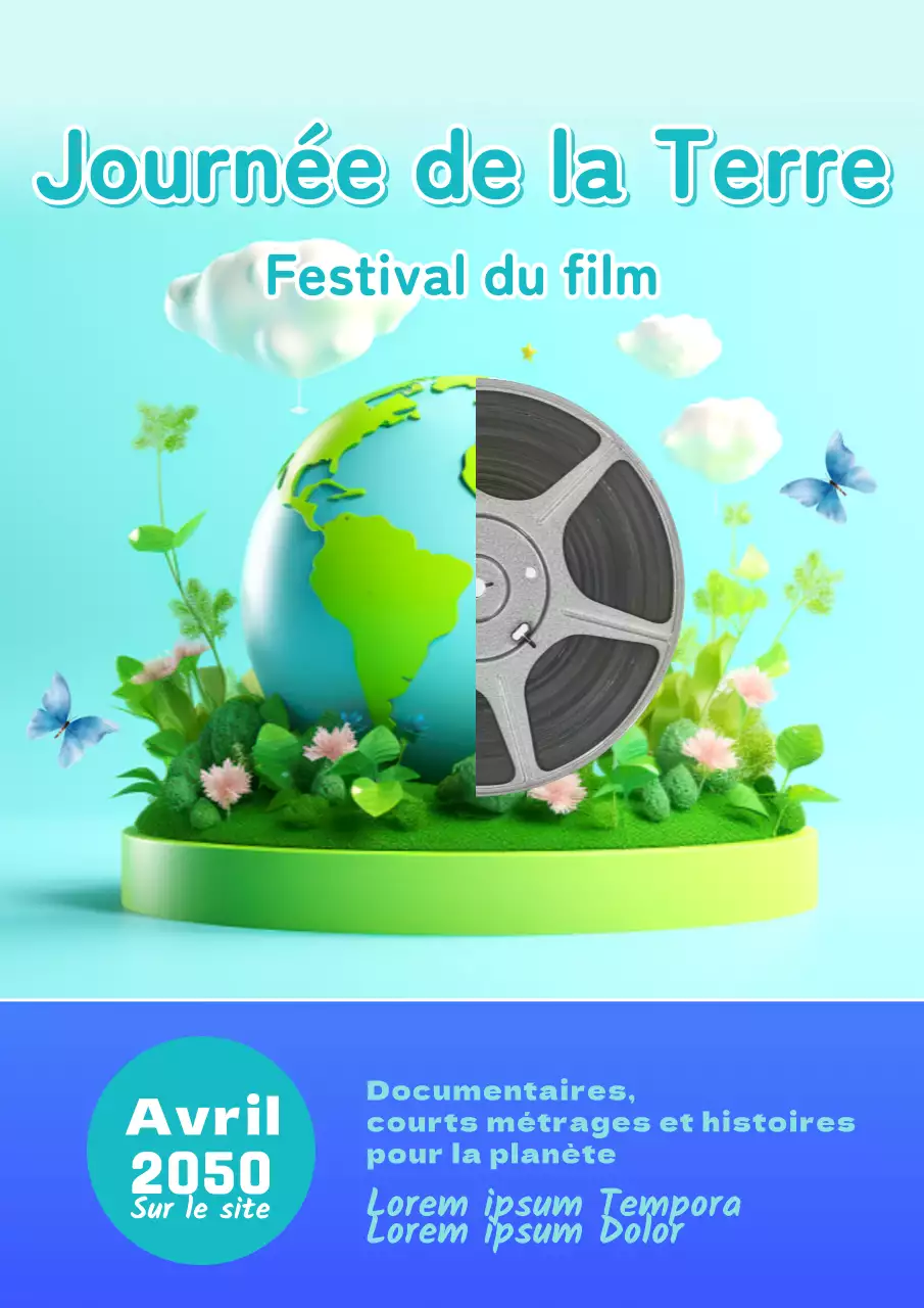Film promotionnel sur le thème de la nature, bleu ciel et violet, pour le festival du film de la Journée de la Terre