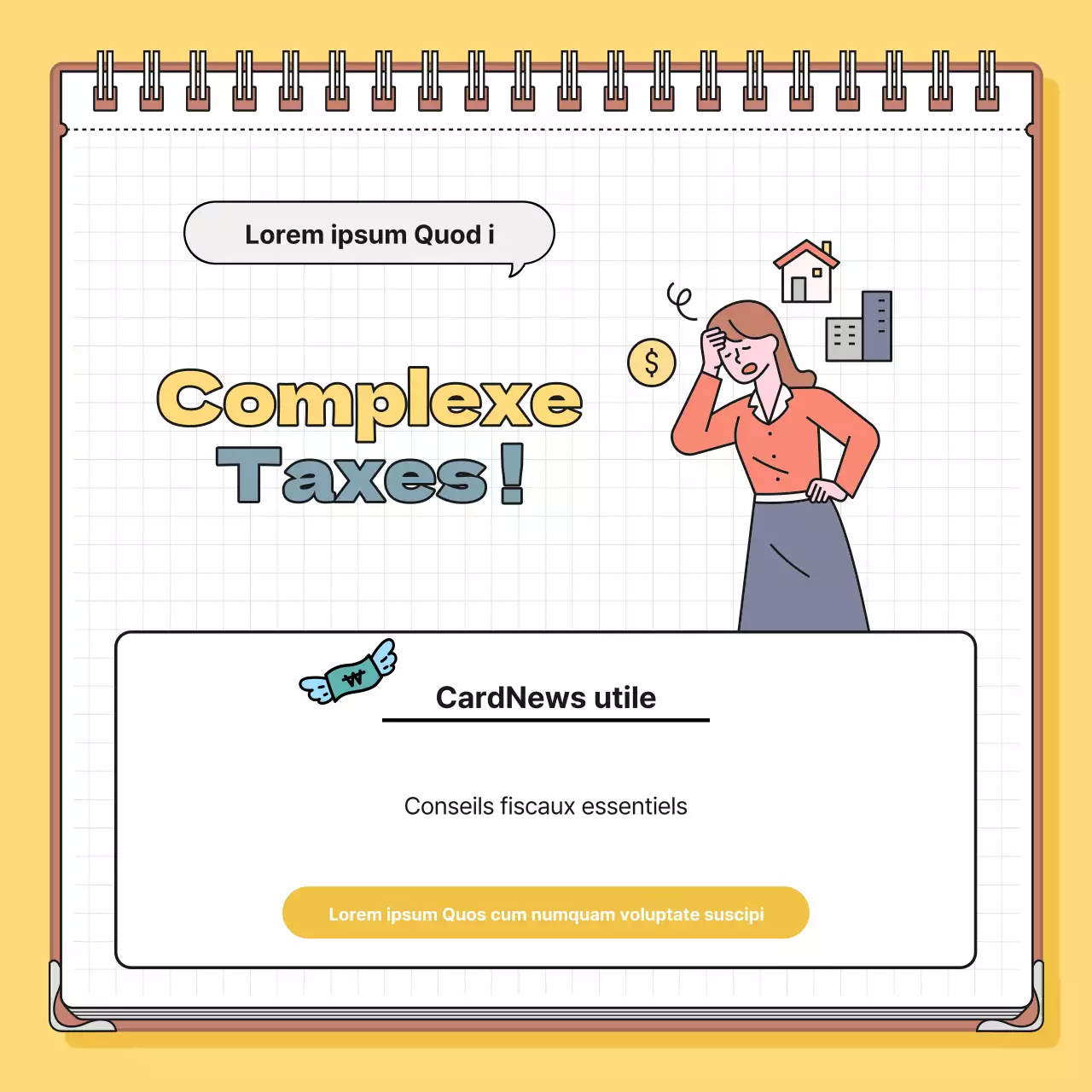 Informations fiscales minimalistes en jaune et bleu