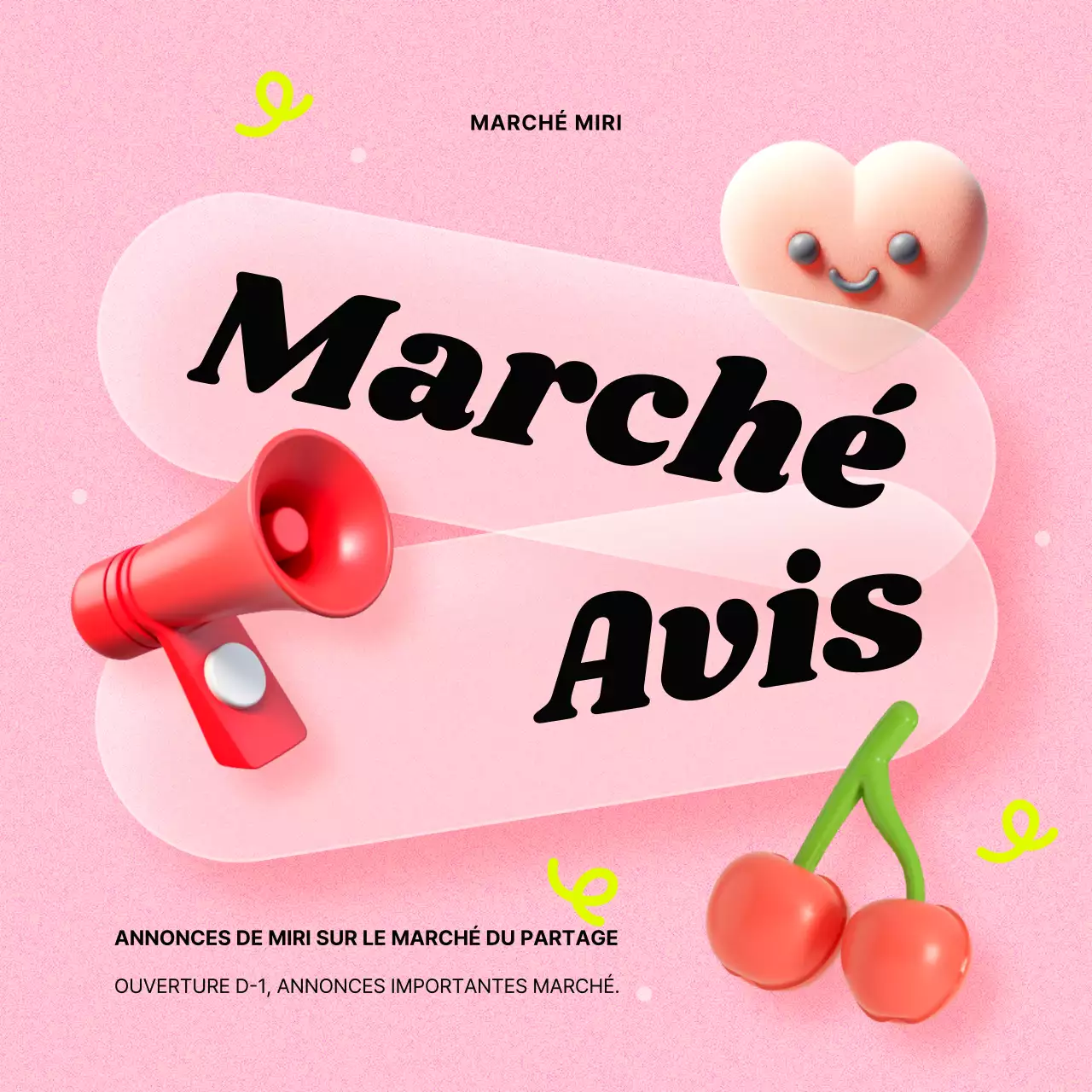 Annonce du marché de partage rose et rouge