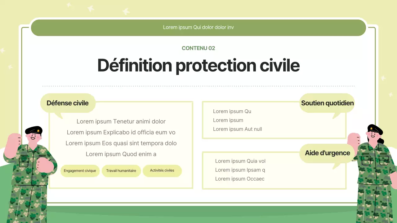 Formation à la protection civile moderne en vert et vert lime.