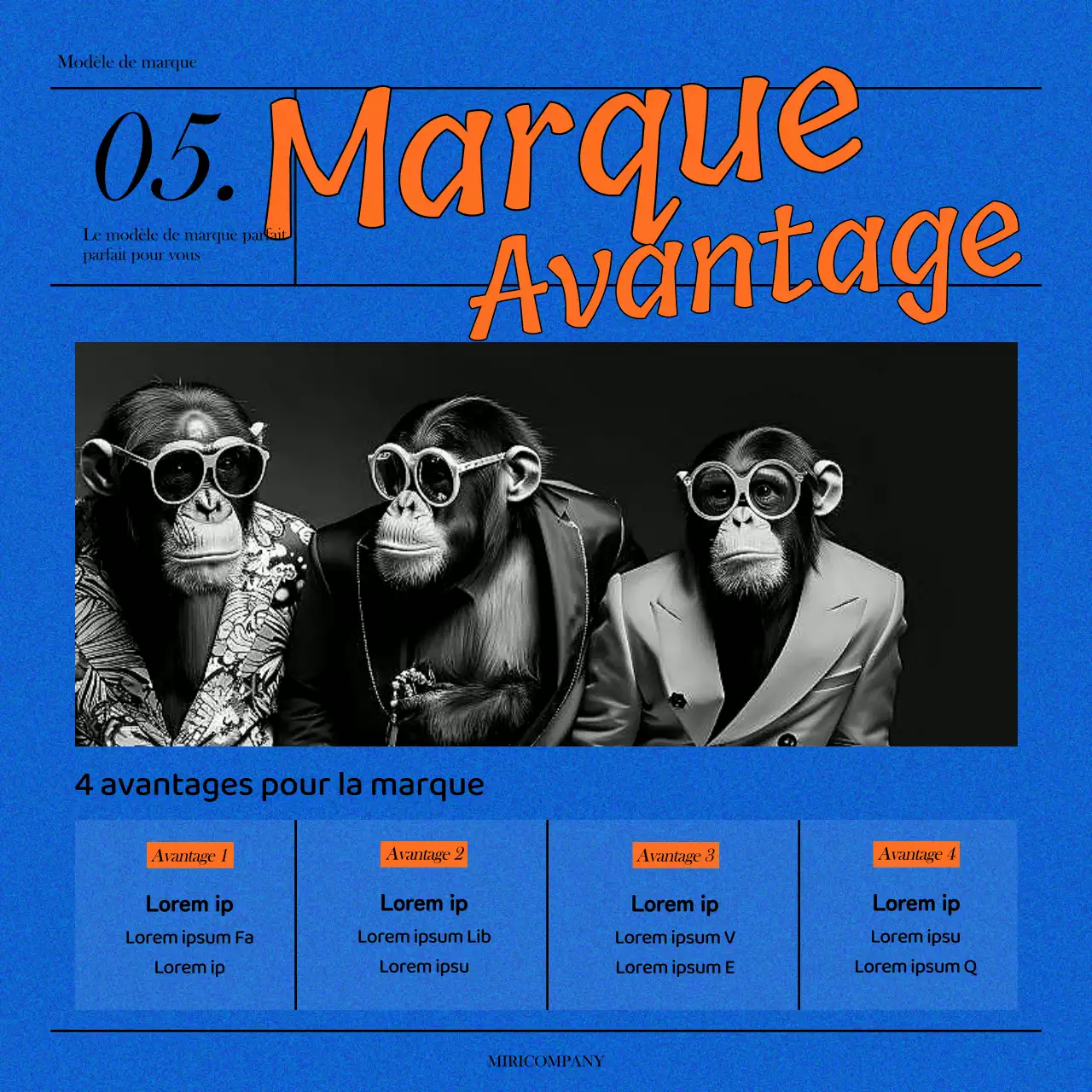 Une déclaration de marque simple en bleu et orange