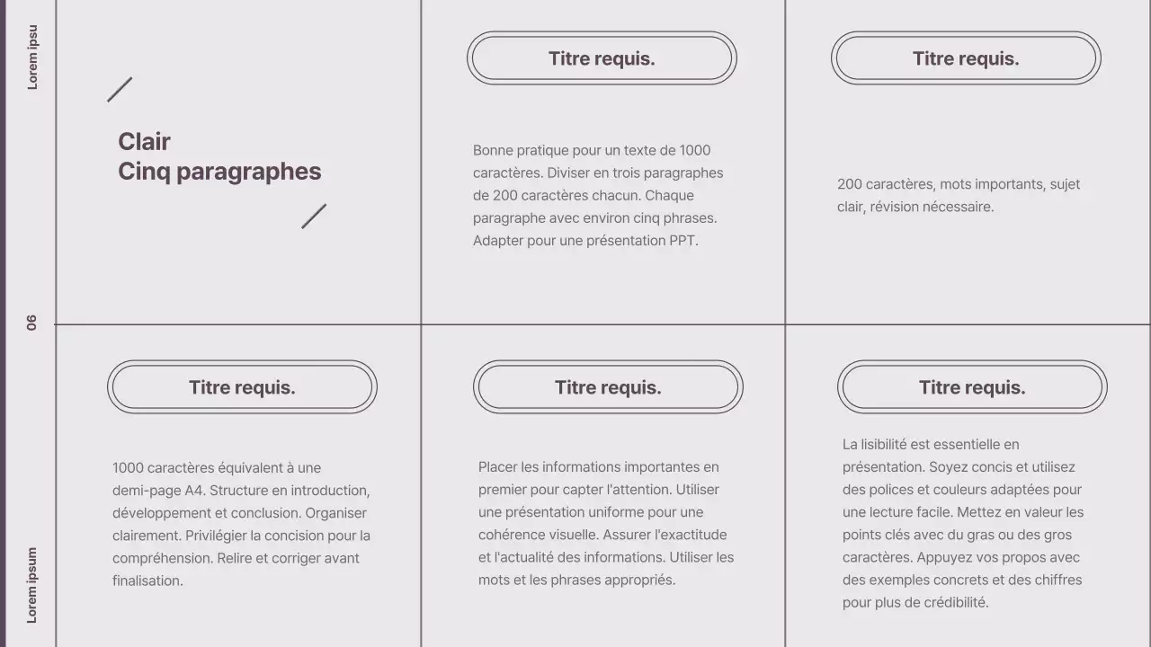 Explication de la mise en page de style minimaliste en violet