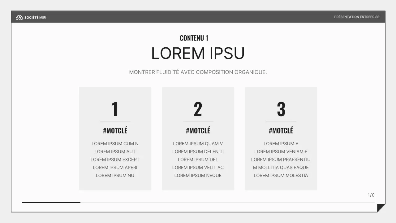 Une présentation commerciale simple en noir et bleu clair