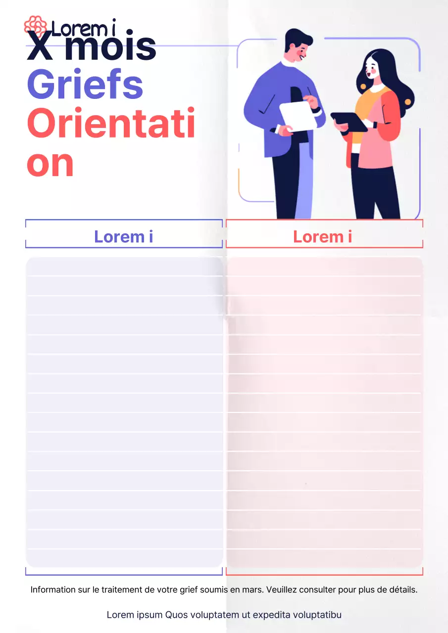 Un simple rapport d'orientation sur les griefs en violet et rouge