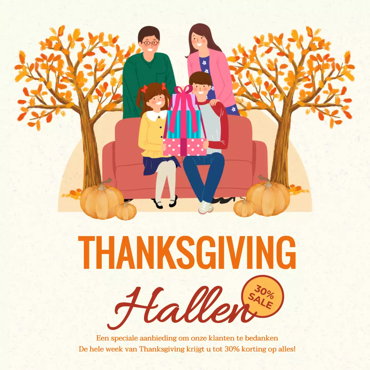 Gele en oranje eenvoudige Thanksgiving Sale promotie