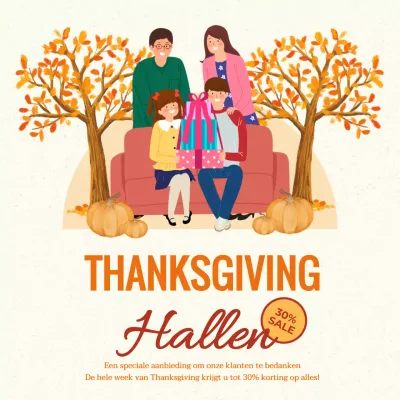 Gele en oranje eenvoudige Thanksgiving Sale promotie