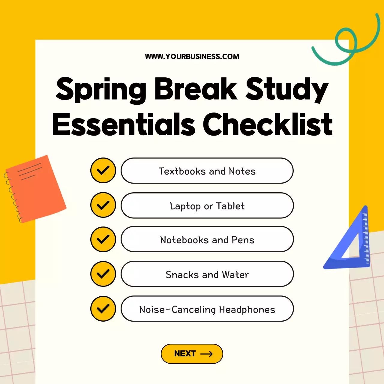 Yellow Modern Study Announcement Social Media Post