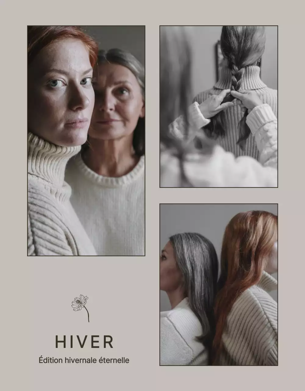 Publicité pour des tricots d'hiver modernes en beige et marron