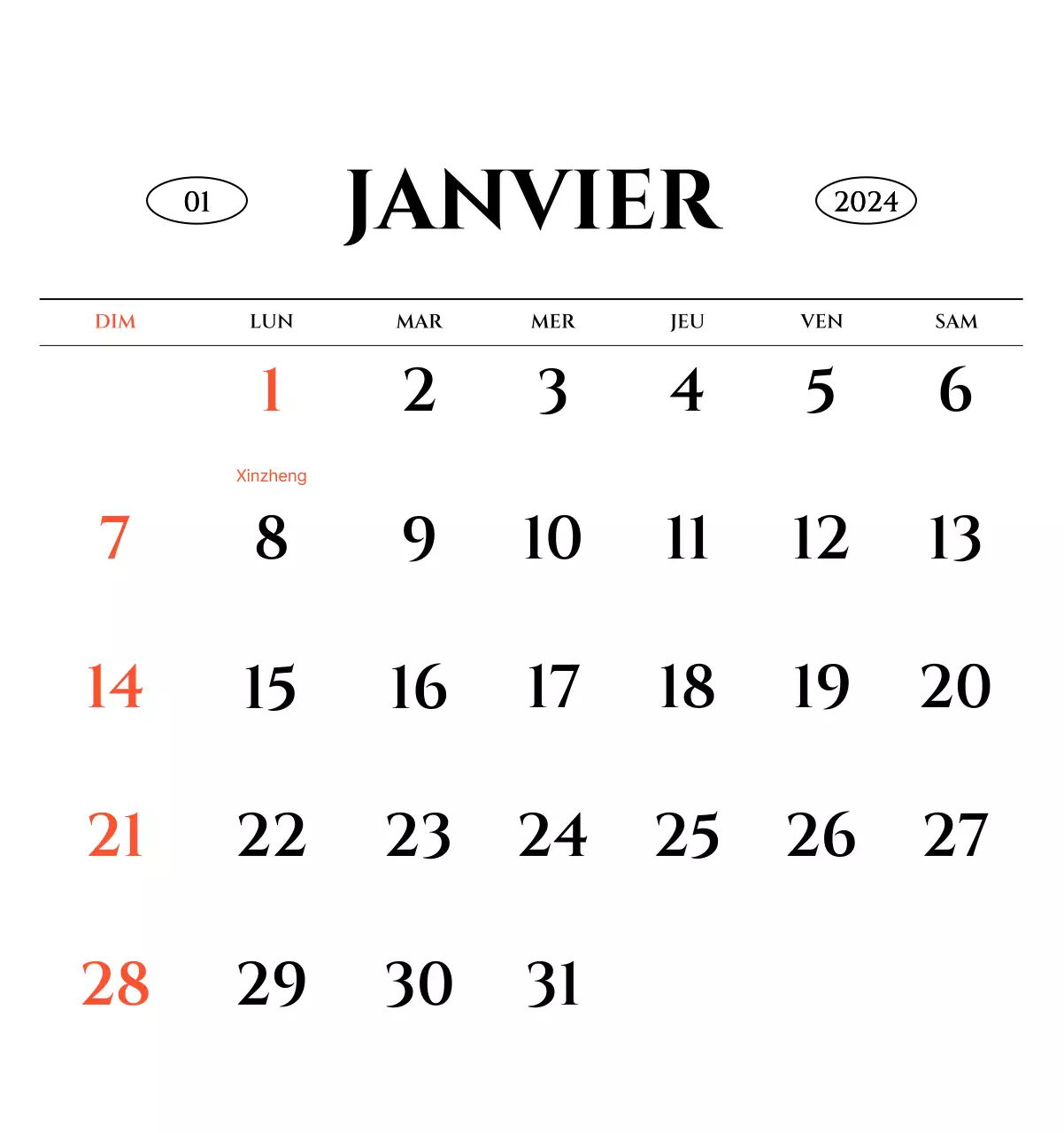 Calendrier mural de style simple avec concept de photographie de voyage émotionnelle en noir et blanc