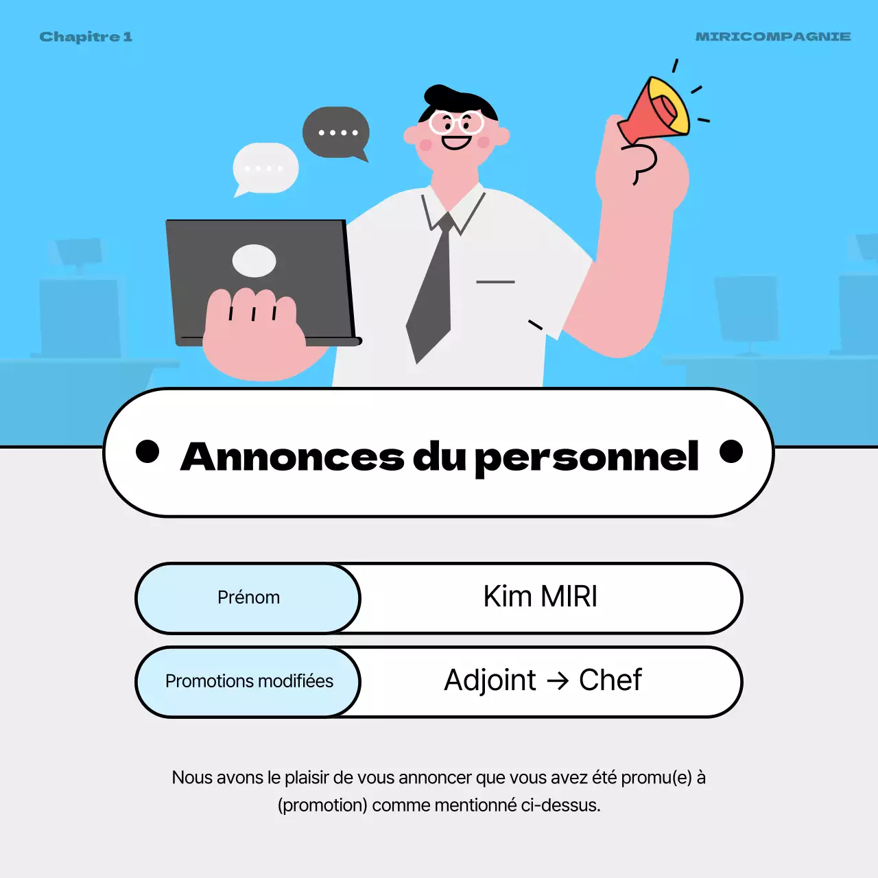 Une annonce de RH grise et arc-en-ciel un an après