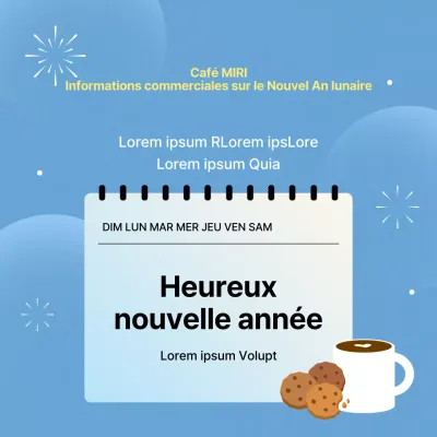 Un simple avis d'ouverture de café en bleu clair