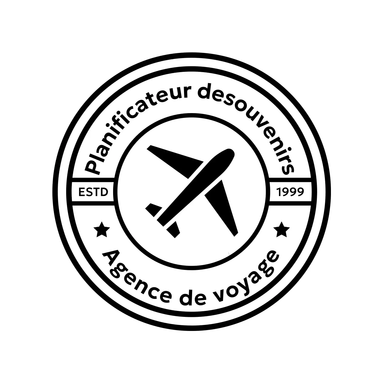 Un logo de timbre de voyage propre et élégant