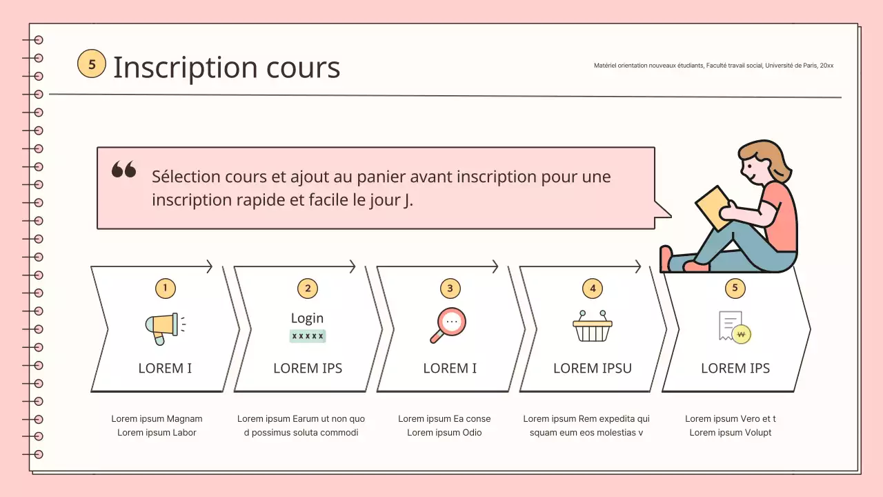 Une orientation simple des nouveaux employés en rose et bleu clair