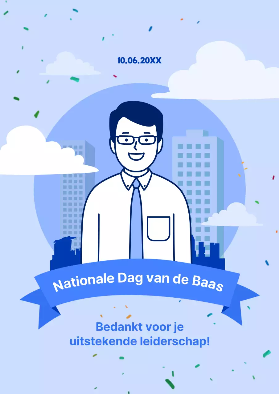 Blauw eenvoudig Nationale Dag van de Baas reclame