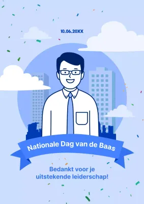 Blauw eenvoudig Nationale Dag van de Baas reclame