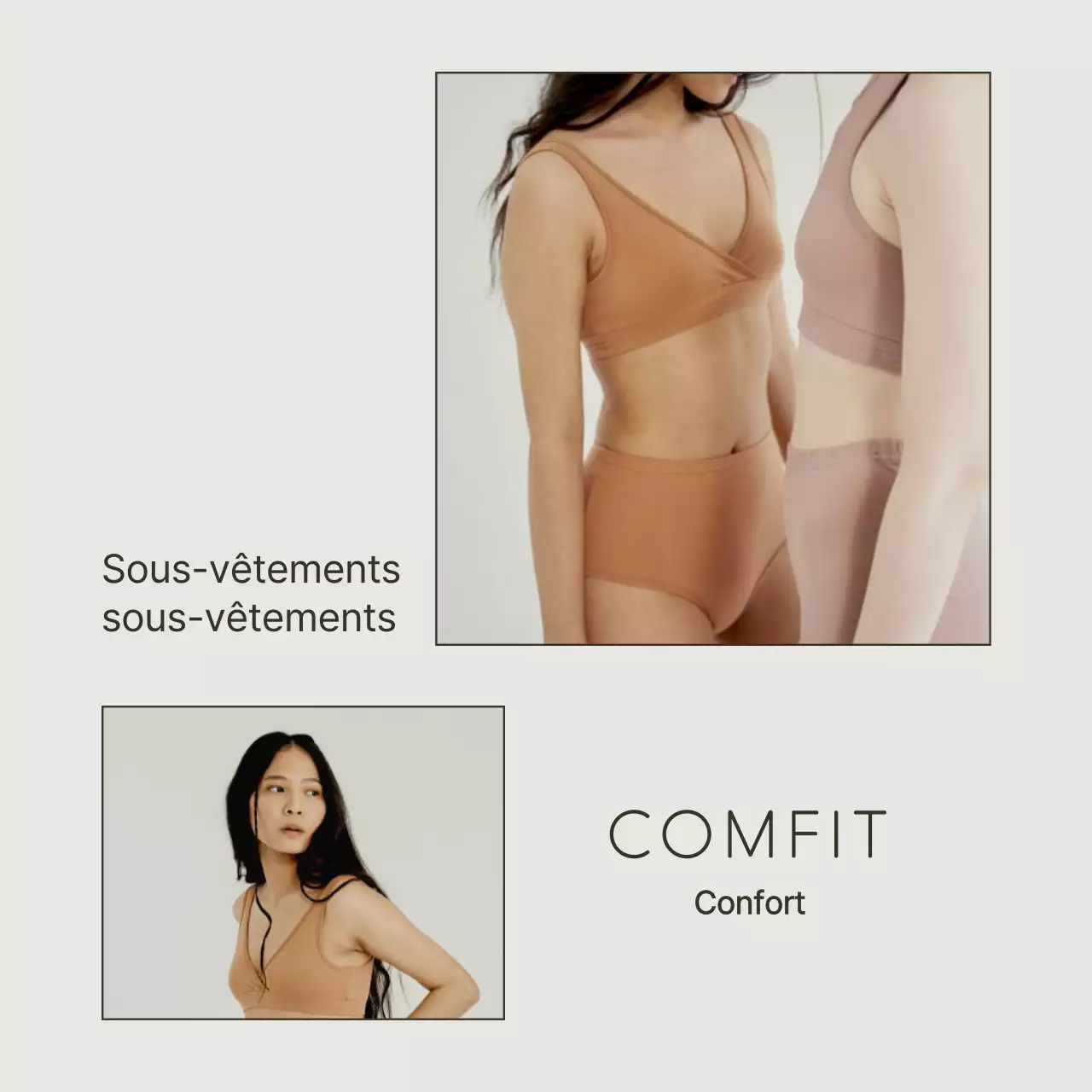 Publicité simple pour des sous-vêtements en blanc et chartreuse