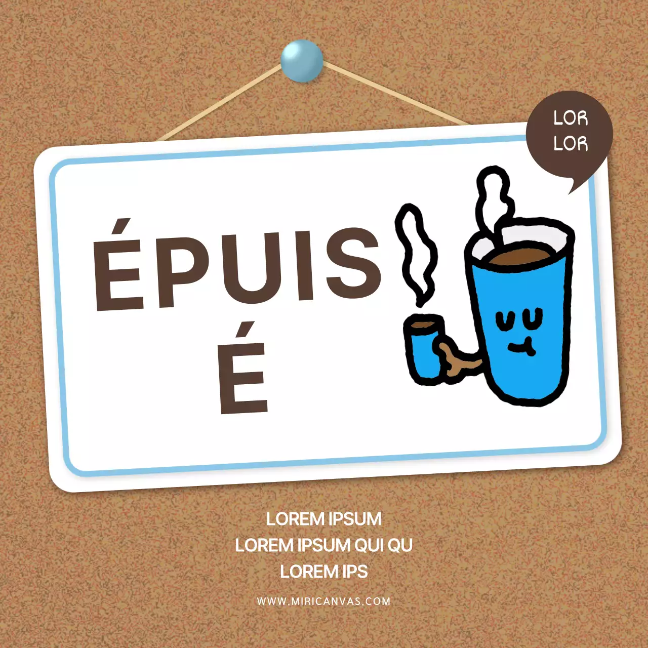 Une collection d'avis de cafés mignons dans les tons beige et bleu clair.