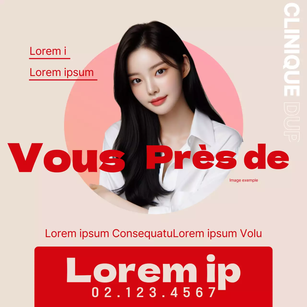 Promotion simple de la chirurgie plastique en rouge et beige