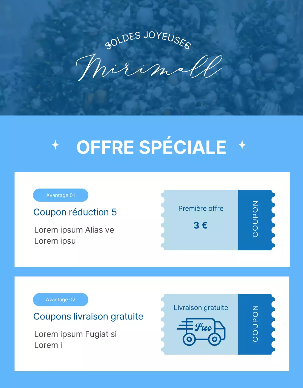 Promouvoir un équipement d'hiver moderne en bleu et bleu clair