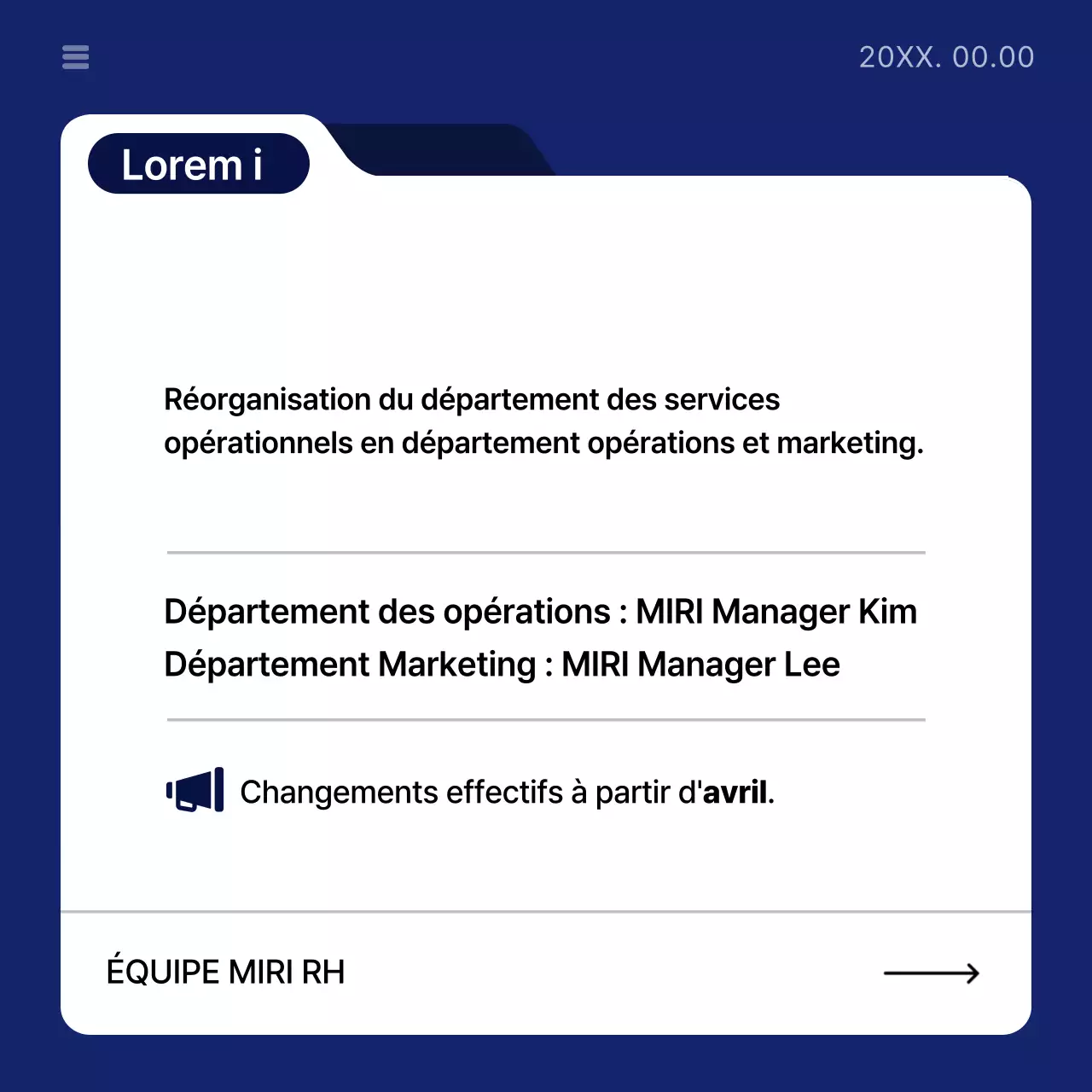 Guide simple d'annonce d'entreprise en bleu