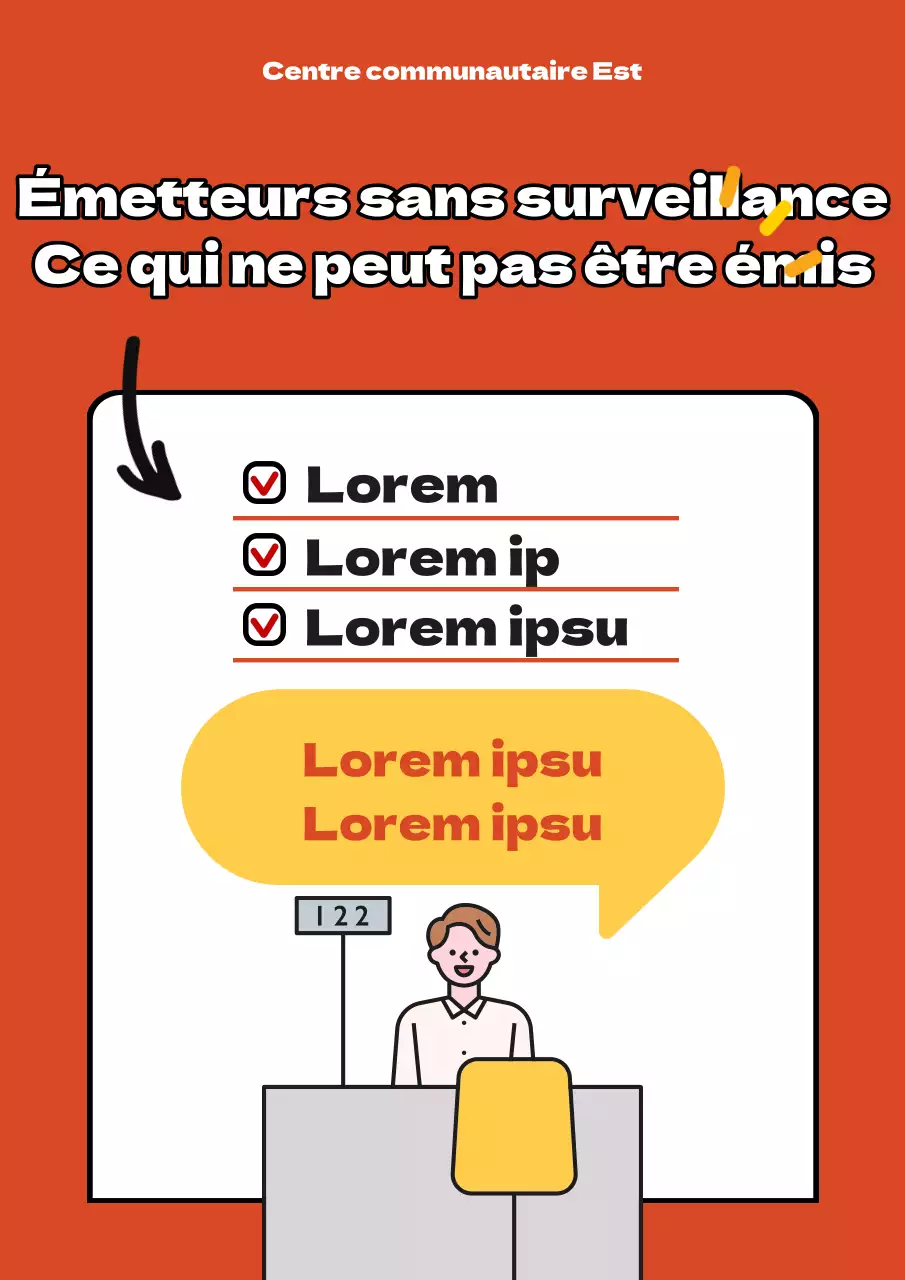 Annonces simples du centre communautaire orange et jaune