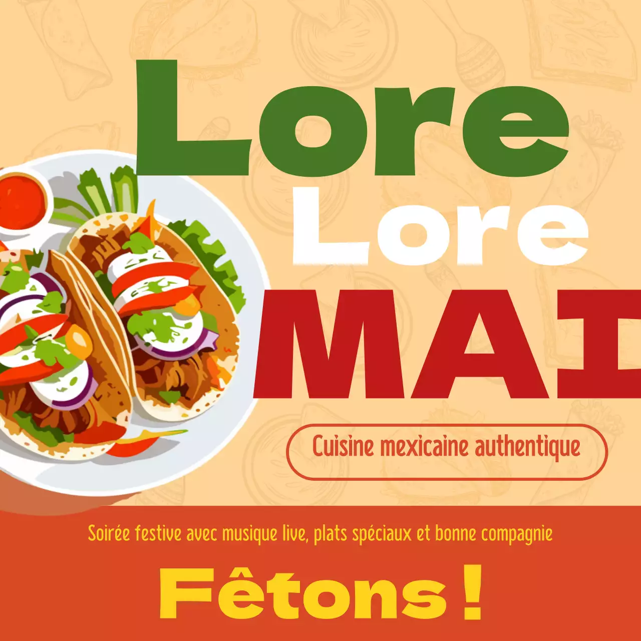 Orange and Yellow Kitsch Cinco de Mayo Cuisine Publicity