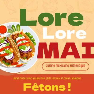 Orange and Yellow Kitsch Cinco de Mayo Cuisine Publicity