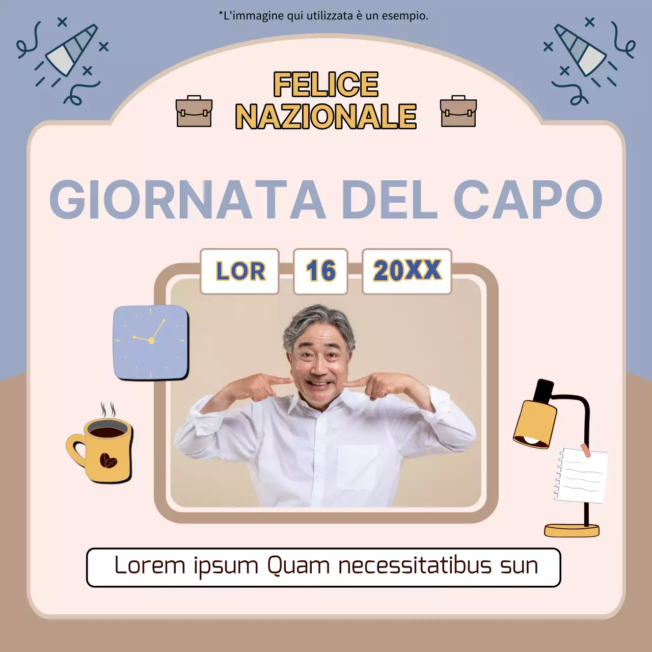 Avviso semplice Happy Boss Day in blu cielo e cachi