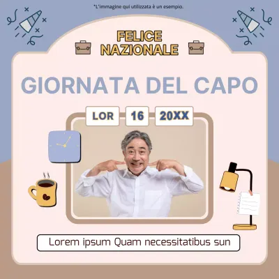 Avviso semplice Happy Boss Day in blu cielo e cachi