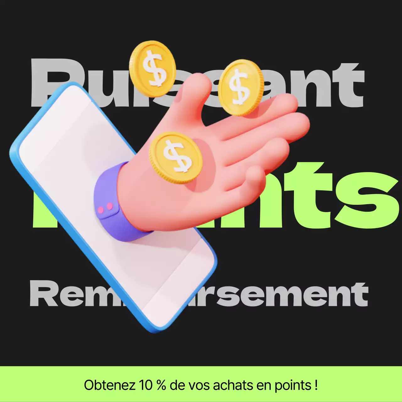 Poste de paiement des points Cyberpunk en noir et vert lime