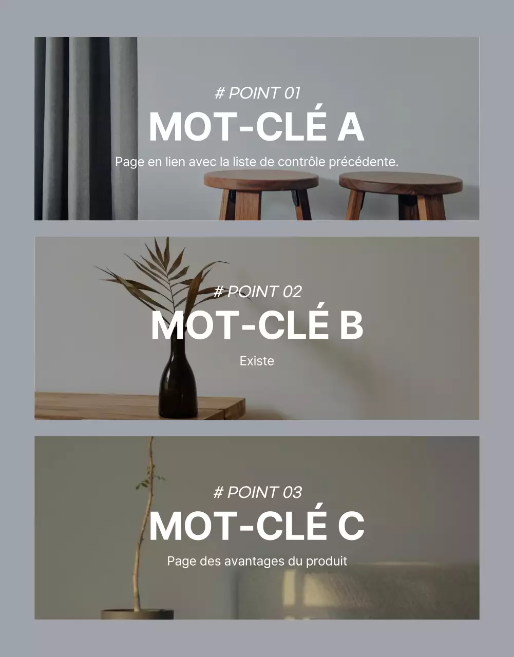 Promouvoir des produits pour vendre des meubles simples gris et bleus