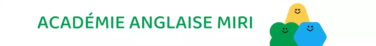 Cute English Academy en jaune, vert et bleu