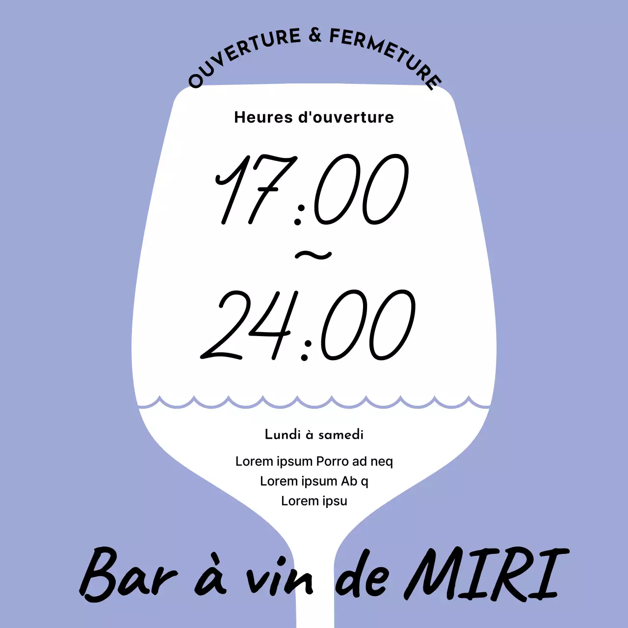 Annonce simple des heures d'ouverture en bleu clair