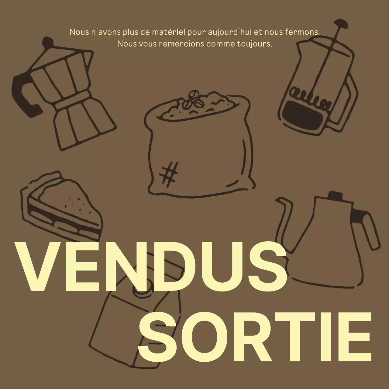 Avis simple de café en jaune et marron