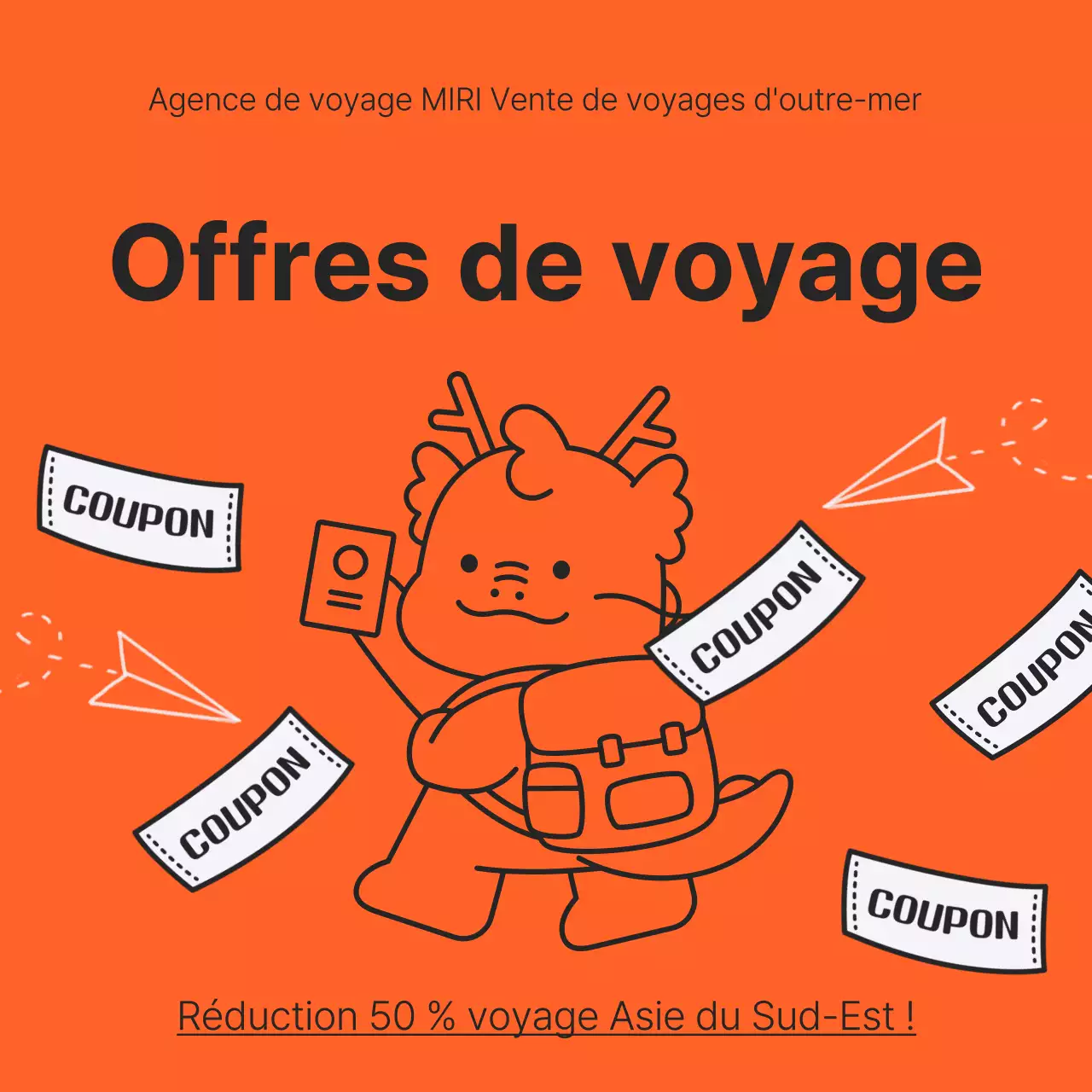 Publicité pop-art orange et blanche pour les soldes du Nouvel An lunaire