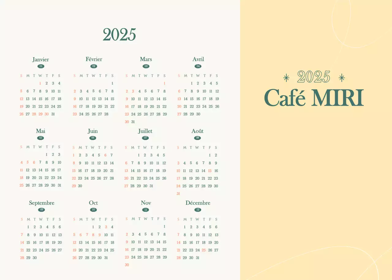 Calendrier des cafés avec recommandation de la boisson du mois