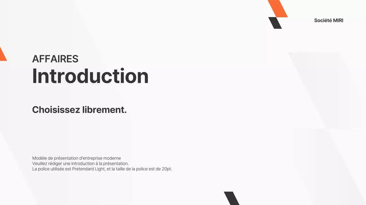 Une proposition commerciale simple en orange et en noir et blanc