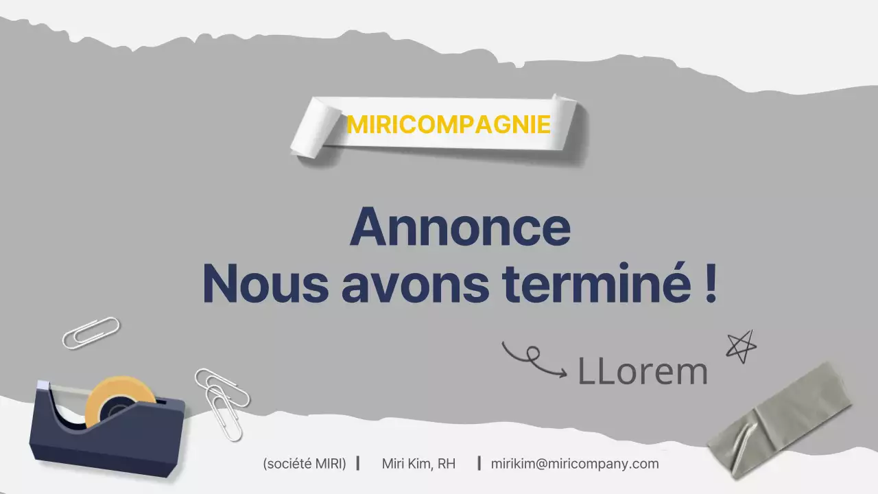 Une présentation de l'organisation de l'entreprise en gris et bleu marine