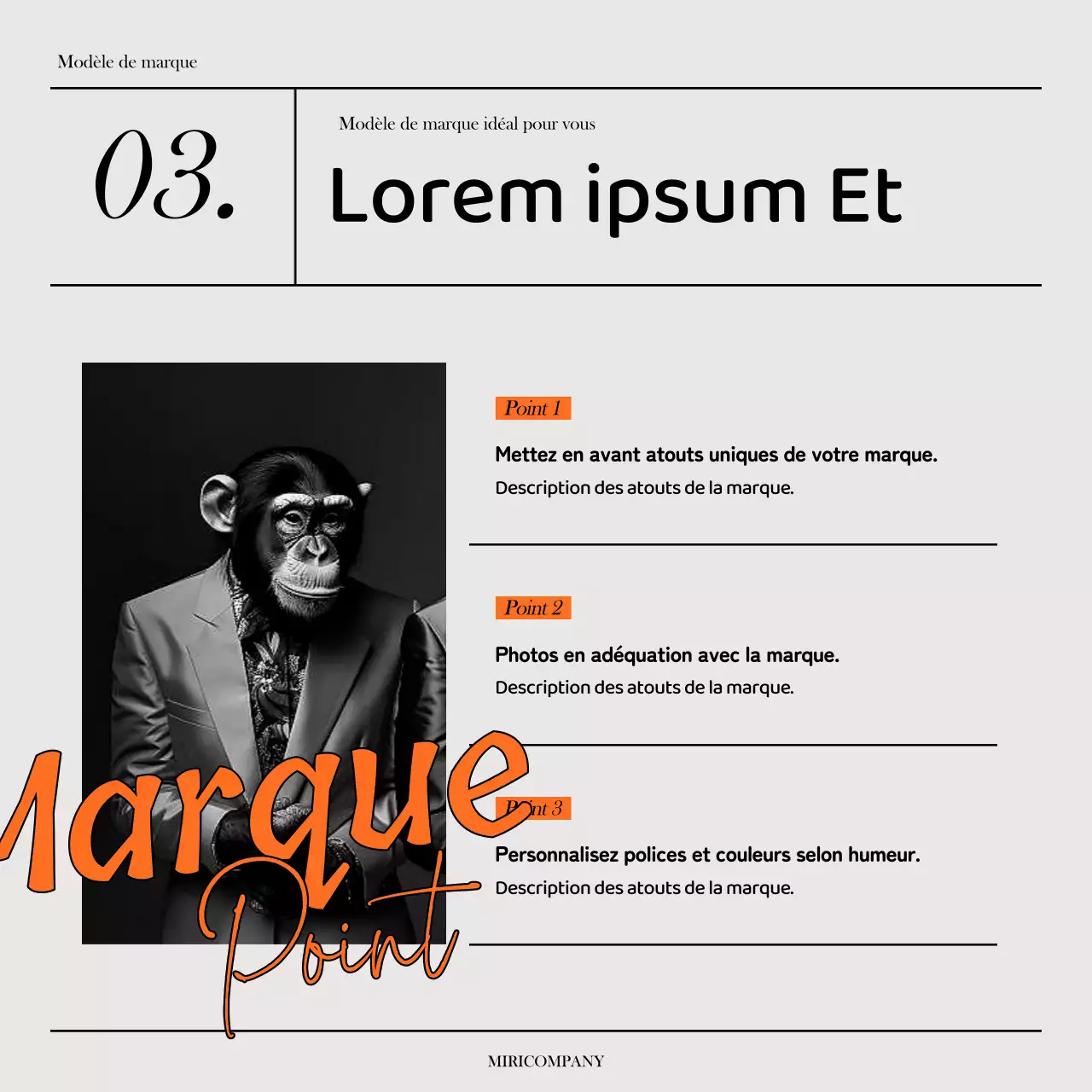Un dossier de marque simple en gris et orange