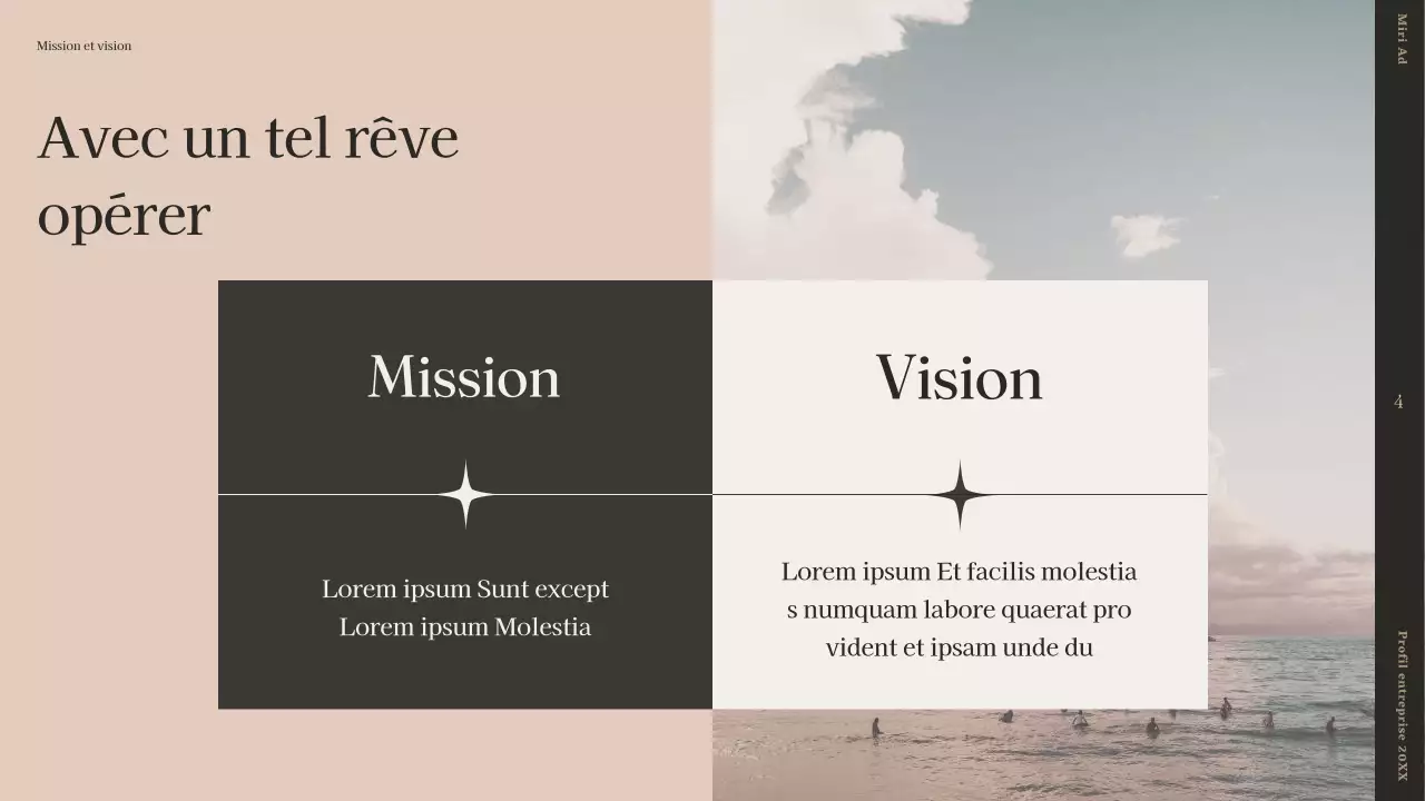 Un profil d'entreprise simple et narratif en beige