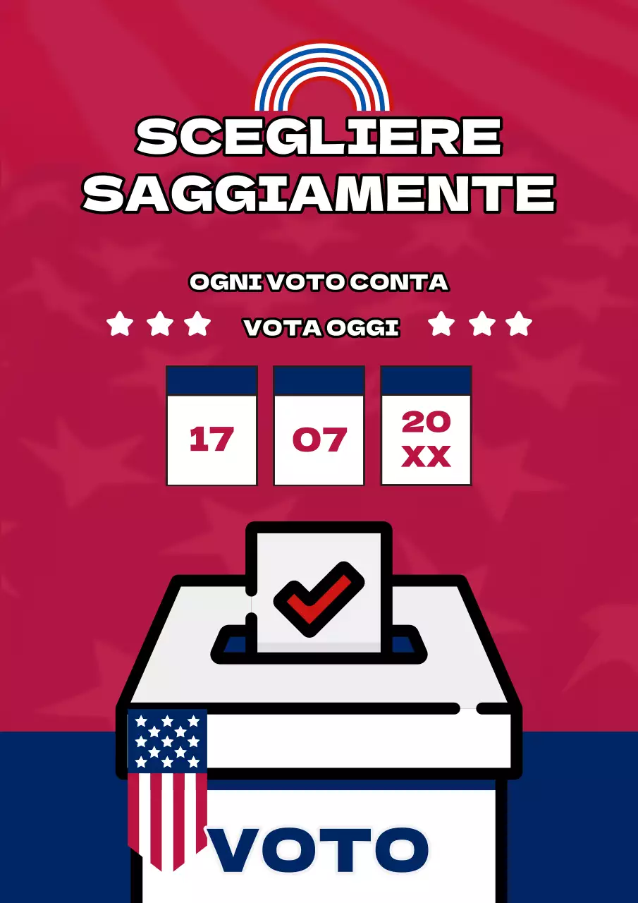 Avviso kitsch rosso e blu per la Giornata elettorale